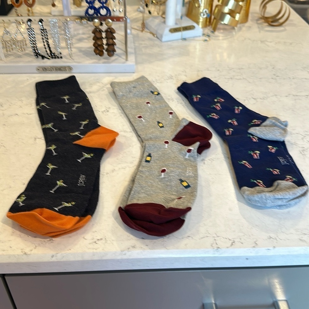 J Crew 3 pack Party drinks socks